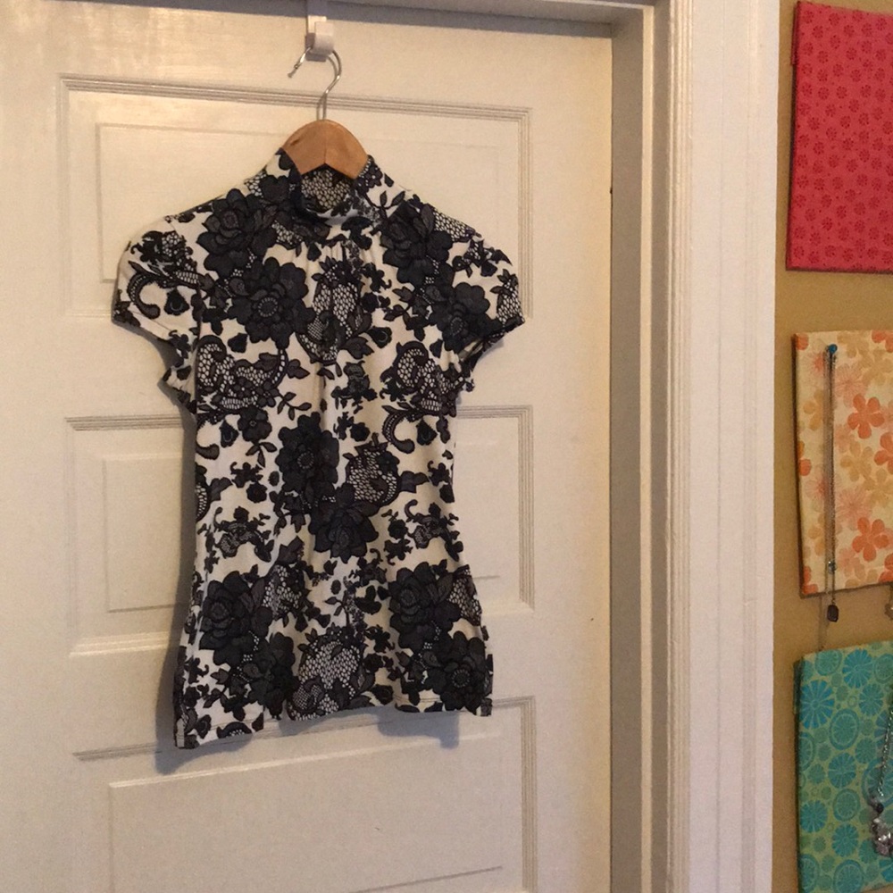 Express high neck top with keyhole